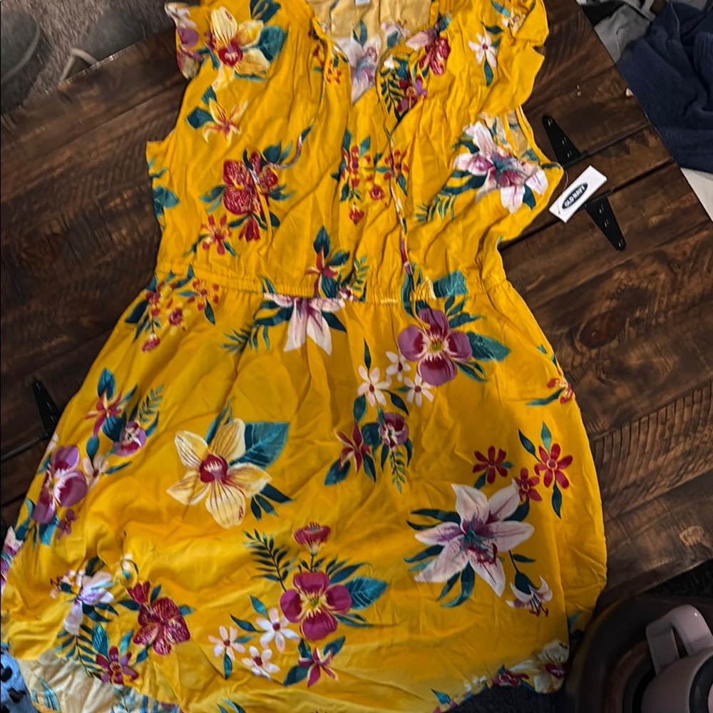 Old Navy Yellow Floral Midi Dress